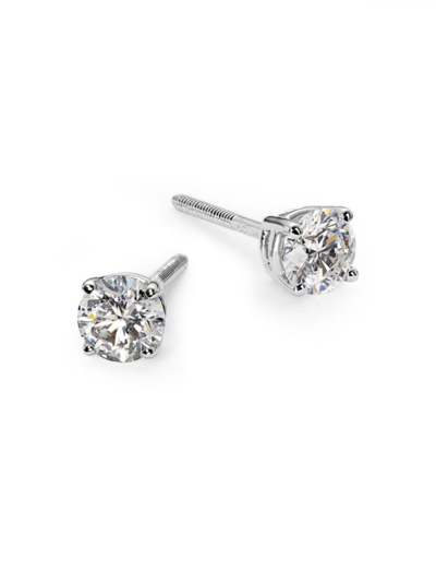 Saks Fifth Avenue Women's 14k White Gold & 0.6 Tcw Round Natural Diamond Stud Earrings
