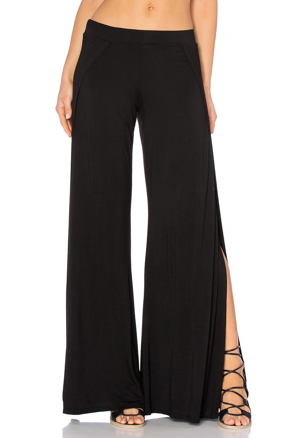 black wide leg pants with slits