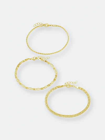 Sterling Forever Women's Bold 3-piece 14k Goldplated Chain Bracelet Set In Neutral