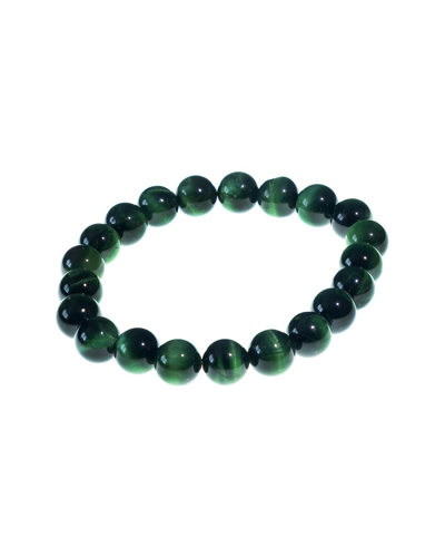 Jean Claude Men's Green Tiger Eye Beaded Bracelet