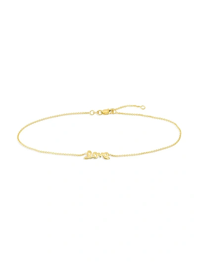 Saks Fifth Avenue Women's Love 14k Yellow Gold Adjustable Anklet