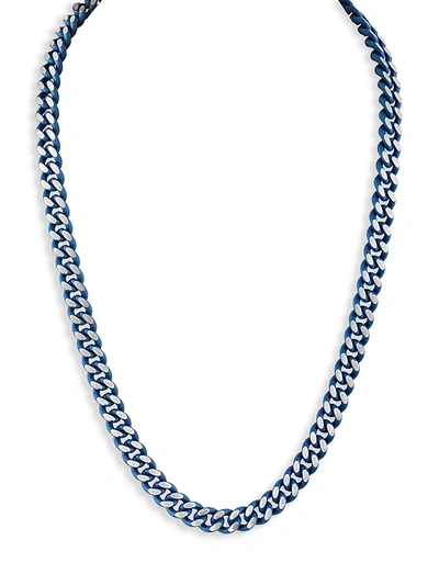 Esquire Men's Jewelry Men's Two-tone Blue Ion-plated Stainless Steel Curb Link Chain Necklace