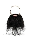 Valentino Garavani Bebop Loop Ostrich Feather Clutch In Black