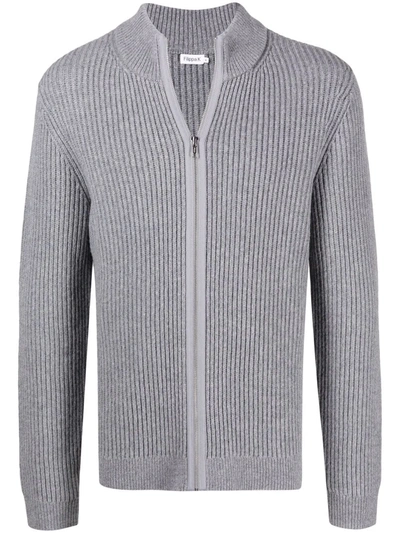 Filippa K Rib-knit Zipped Cardigan In Mid Grey Melange