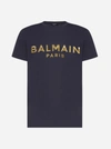 Balmain Cotton Tshirt With Logo In Gold