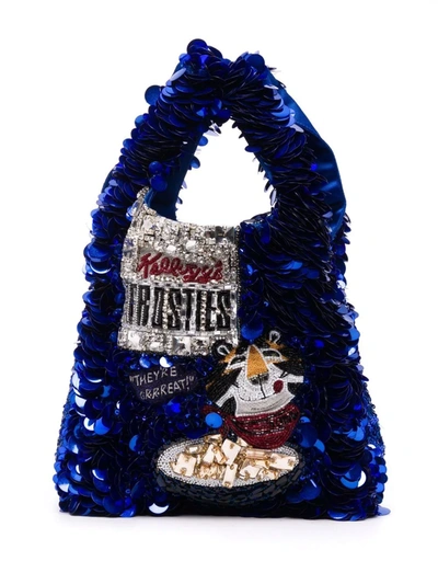 Anya Hindmarch Mini Frosties Sequinned Bag In Blue