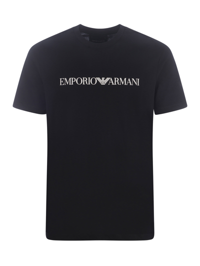 Emporio Armani Pima-jersey T-shirt With Logo In Black Logo