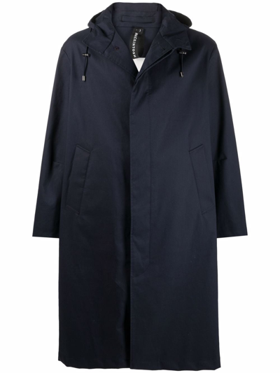 Mackintosh Wolfson Hooded Raincoat In Blue