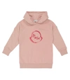 Moncler Kids' Logo Print Hooded Cotton Sweat Dress In Pink