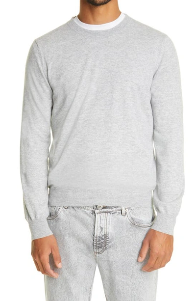 Brunello Cucinelli Cashmere Crewneck Sweater In Light Grey