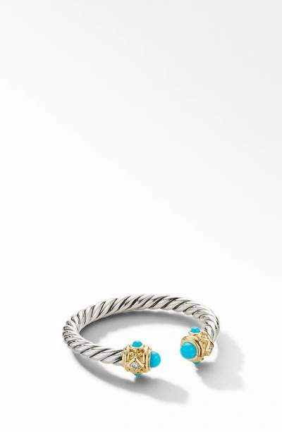David Yurman Women's Renaissance Ring With 14k Yellow Gold & Diamonds In Turquoise