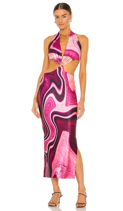 Farai London Womens Purple Gaia Graphic-print Jersey Midi Dress M