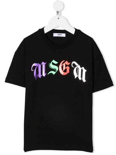 Msgm Teen Logo-print Cotton T-shirt In Black