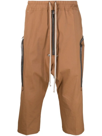 Rick Owens Cropped Multi-pocket Trousers In Braun