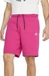 Nike Sportswear Tech Fleece Shorts In Fireberry/white