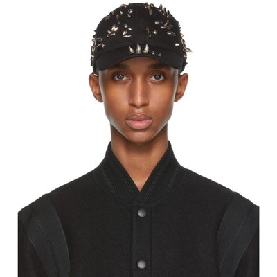 Givenchy Black Canvas Stud Cap In 001-black