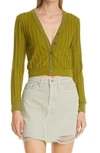 Jonathan Simkhai Standard James Compact Rib Cardigan Sweater In Basil