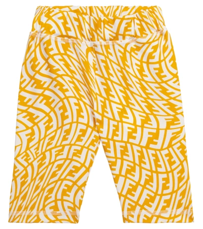 Fendi X Sarah Coleman Kids' Ff Vertigo Bike Shorts In Yellow