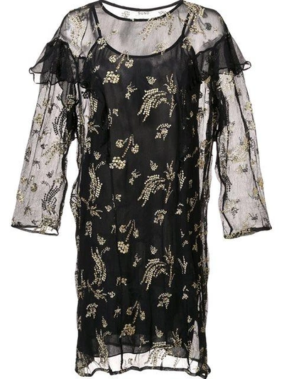 Suno Semi-transparentes Kleid Mit Rüschen In Black/gold