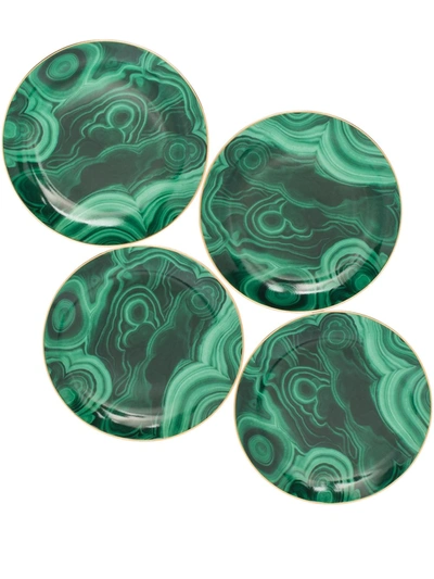 L'objet Malachite Set Of 4 Canapé Plates In Green