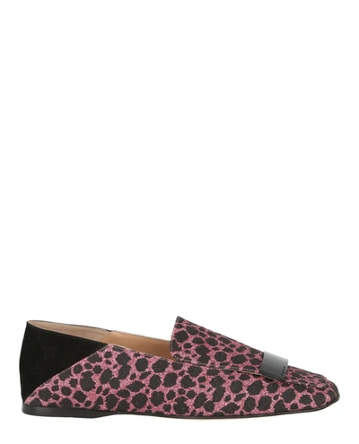 Sergio Rossi Women's Glitter Animal-print Loafers - Pink Black - Size 36 (6)