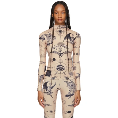 Sacai Beige Jean Paul Gaultier Edition Dr. Woo Graphic Turtleneck In Neutrals ModeSens