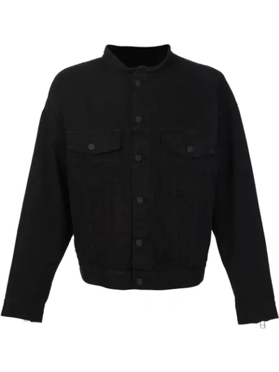 Daniel Patrick Collarless Buttoned Jacket In Black