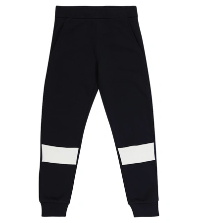 Moncler Teen Contrasting Stripe Track Pants In Navy