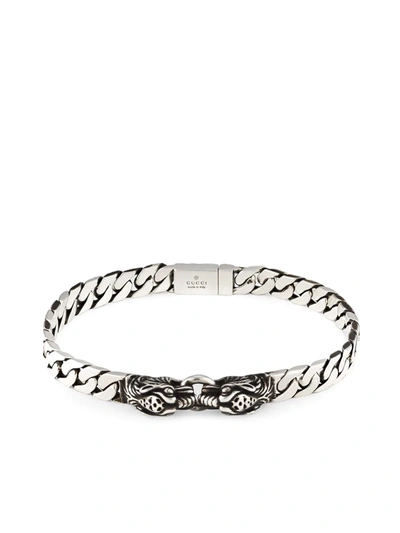 Gucci Tiger Head Bracelet In Silver