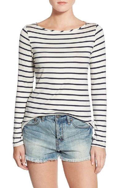 Amour Vert Francoise Stretch Jersey Top In Marine Stripe