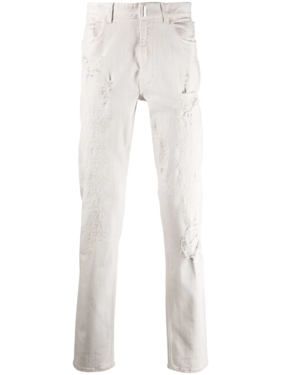 Givenchy Distressed-effect Slim-fit Jeans In White