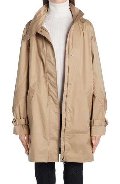 Moncler Water Resistant Parka With Removable Hood In Beige