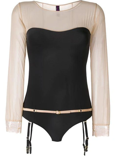 Maison Close 'la Cavaliere' Suspender Body In Black/nude