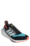 Adidas Originals Ultraboost 21 Running Shoe In Core Black/ Pulse Aqua