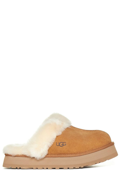 Ugg Disquette  Suede Leather Mules In Brown