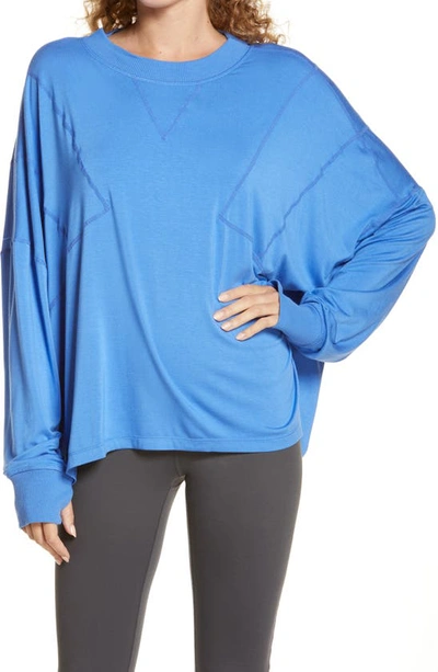 Free People Fp Movement Runner Up Long Sleeve Shirt In Cosmic Cobalt