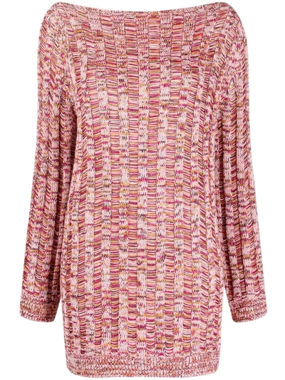 M Missoni Ribbed Speckled-knit Fitted Dress In Rosa