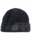 Gcds Fur Applique Logo Patched Beanie In Black