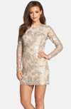 Dress The Population Grace A-line Dress In Silver/ Nude