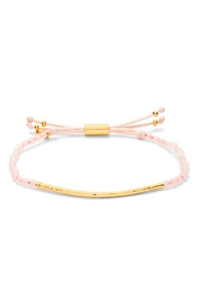 Gorjana Power Gemstone Beaded Bracelet In Rose Quartz/ Gold