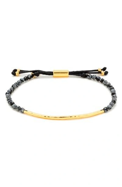 Gorjana Power Gemstone Beaded Bracelet In Obsidian/ Gold