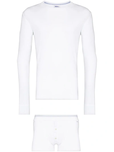 Schiesser Cotton-jersey Sleepwear Set In White
