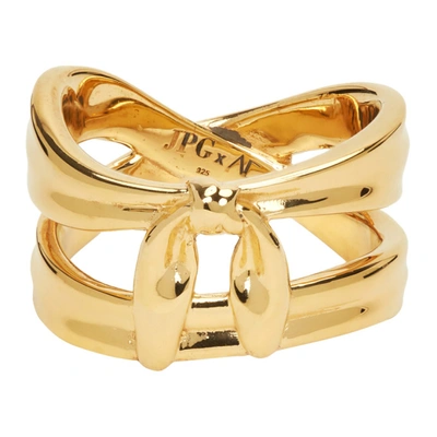 Jean Paul Gaultier Ssense Exclusive Gold Alan Crocetti Edition Double Wrap Bandana Ring In 92-gold