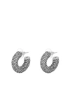 Amina Muaddi Cameron Hoop Mini Green Crystal Earrings In Silver