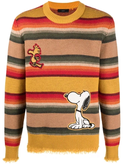 Alanui The Peanuts Fringed Appliquéd Striped Wool Jumper In Multicolor
