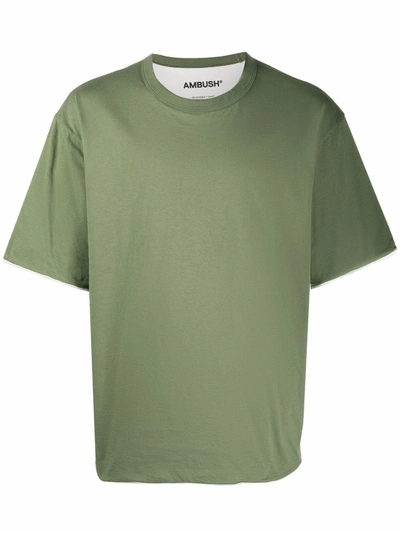 Ambush Reversible Crew-neck Short-sleeve T-shirt In Olive White