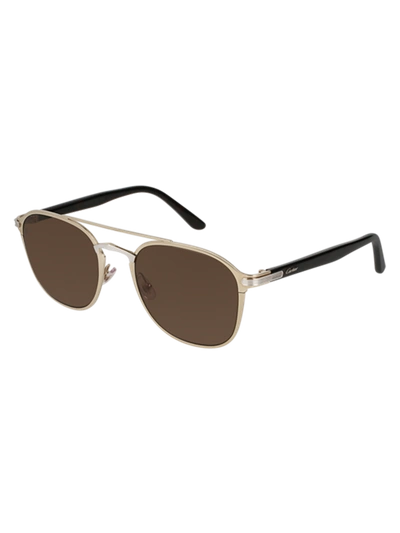Cartier Ct0012s Sunglasses In Gold Havana Brown
