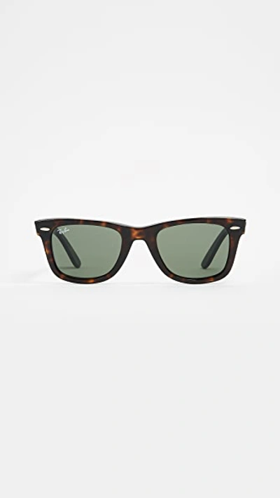 Ray Ban Standard Classic Wayfarer 50mm Polarized Sunglasses - Tortoise Polarized In Polarized Green Classic G-15