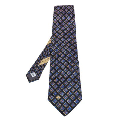 Pre-owned Valentino Garavani Navy Blue Printed Traditional Silk Tie