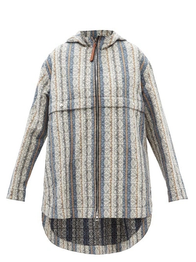 Loewe Womens Blue/multicolor Anagram-embroidered Striped Cotton Jacket 6 In White
